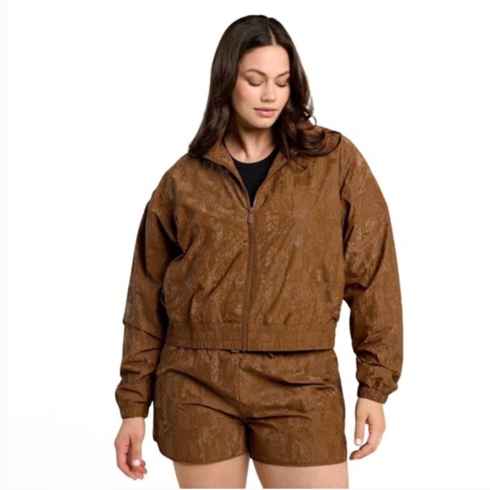 Nuuds | Retro Brown Nylon Windbreaker Jacket Zip Front Mesh Lined | Sz XXL